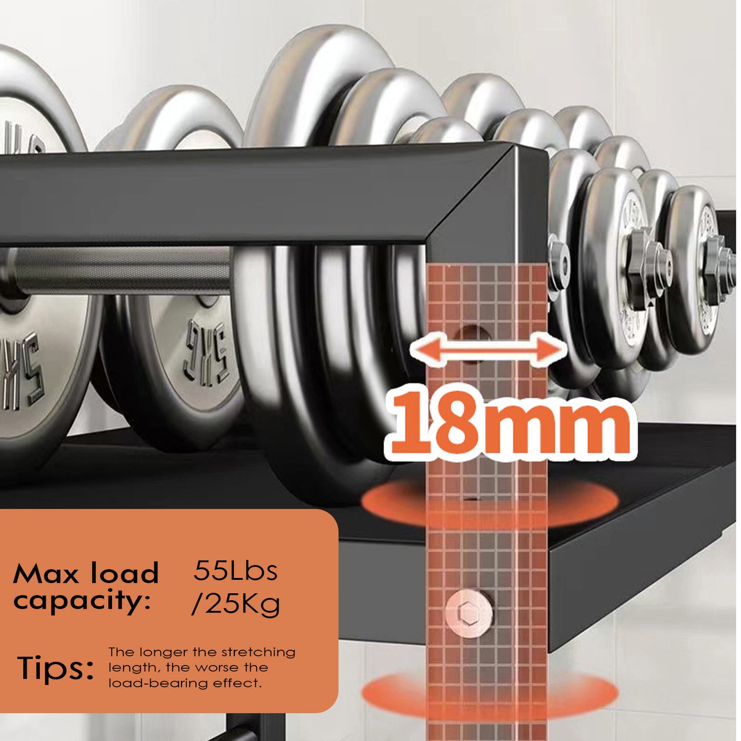 Black Single-layer Double Bar With 6 Hooks And Extendable Kitchen Storage Rack