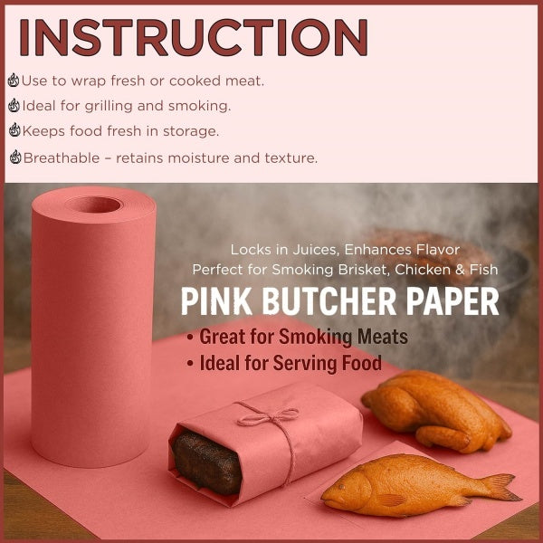 Butcher Paper Roll For Smoking Meat 45X1500cm Of Food Grade Peach Butcher