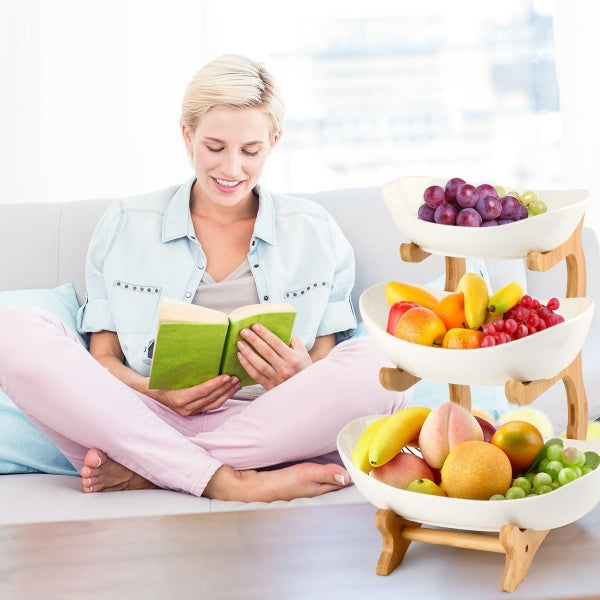 Stacked Fruit Tray Multi-layer Plate Three Compartments Snack Candy Platter Bowl