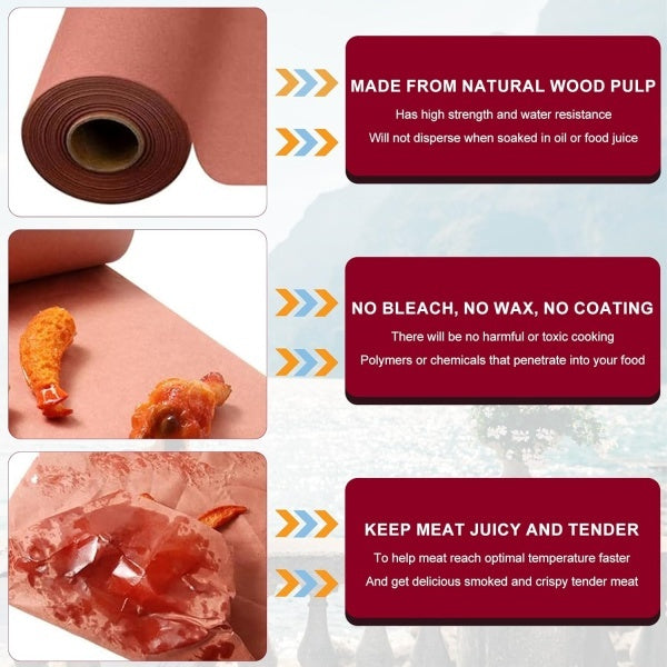 Butcher Paper Roll For Smoking Meat 45X1500cm Of Food Grade Peach Butcher