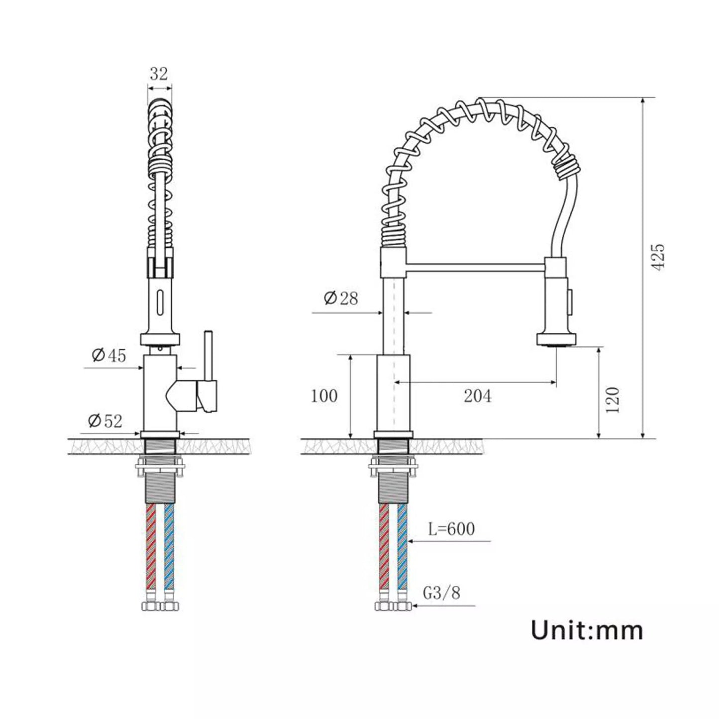 Kitchen Faucet, Kitchen Tap, Pull-out Sprayer, 360 Sink Mixer Tap